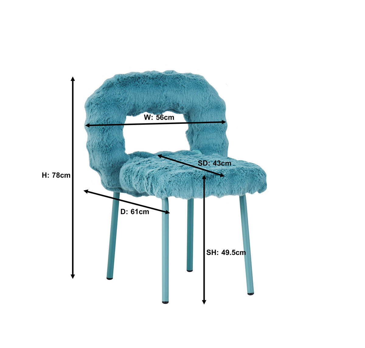 STUHL Webpelz Blau  - Blau/Rosa, Design, Textil/Metall (56/79/61cm) - Stylife