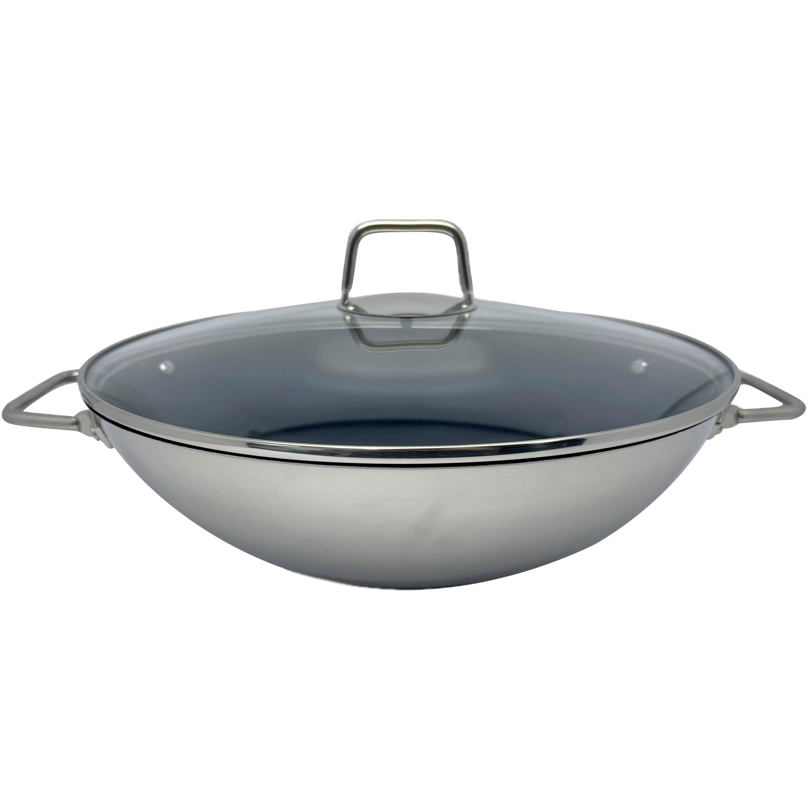 WOK, nepřilnavý povrch Greblon®, 32/9,2 cm  - čiré/barvy nerez oceli, Basics, kov/sklo (32/9,2cm) - Homeware Profession.