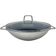 WOK SAPHIRA Greblon®-Antihaftbeschichtung  - Klar/Edelstahlfarben, Basics, Glas/Metall (32/9,2cm) - Homeware Profession.