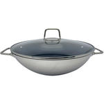 WOK SAPHIRA Greblon®-Antihaftbeschichtung  - Klar/Edelstahlfarben, Basics, Glas/Metall (32/9,2cm) - Homeware Profession.