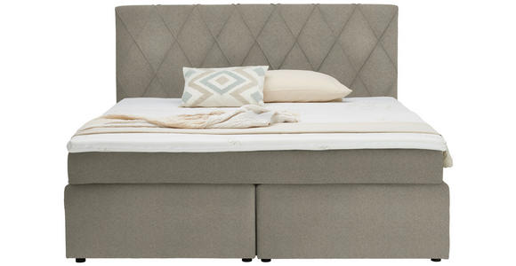 BOXSPRINGBETT 160/200 cm in Ecru - Ecru/Schwarz, Design, Holzwerkstoff/Kunststoff (160/200cm) - Xora