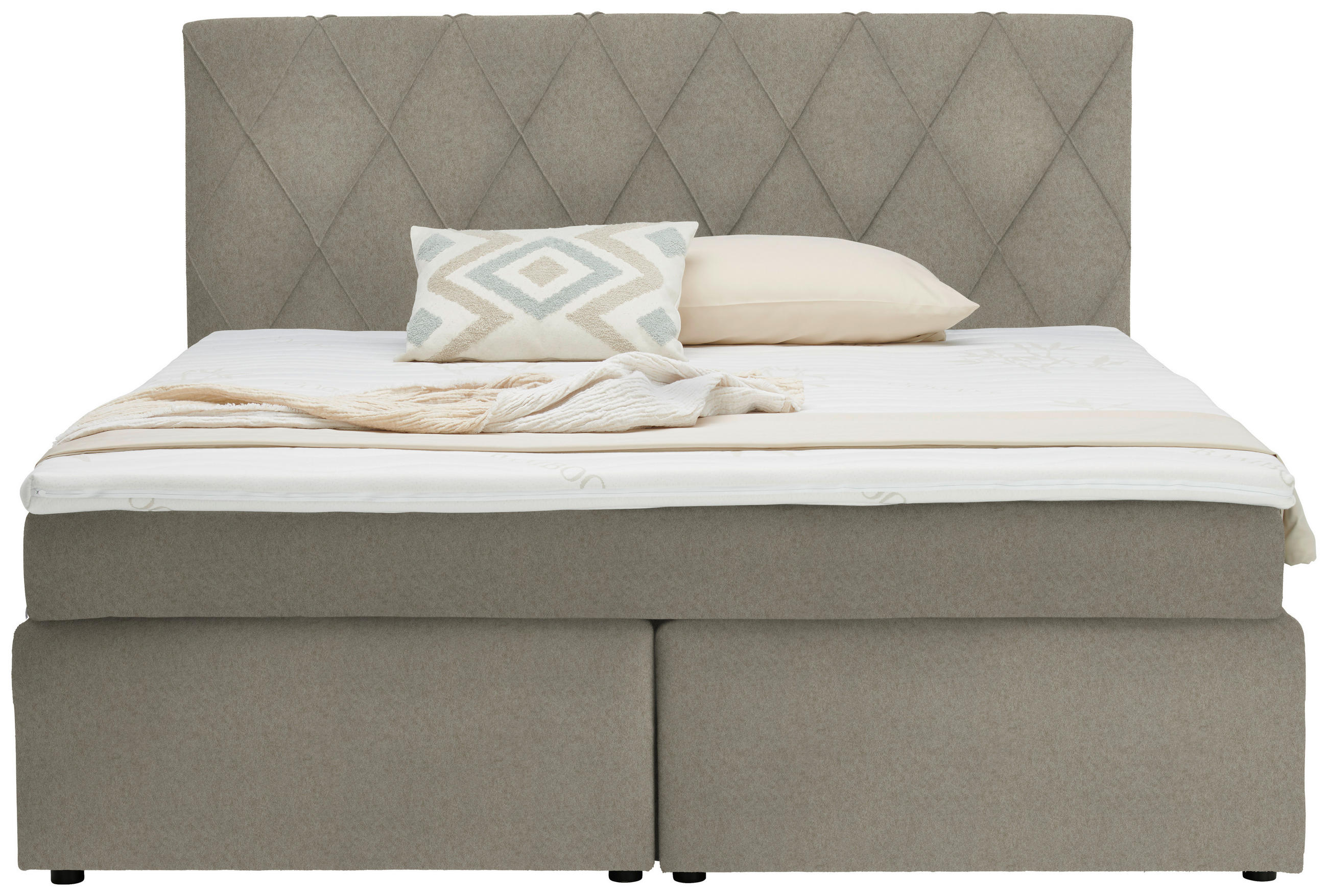 BOXSPRINGBETT 160/200 cm  in Ecru  - Ecru/Schwarz, Design, Holzwerkstoff/Kunststoff (160/200cm) - Xora
