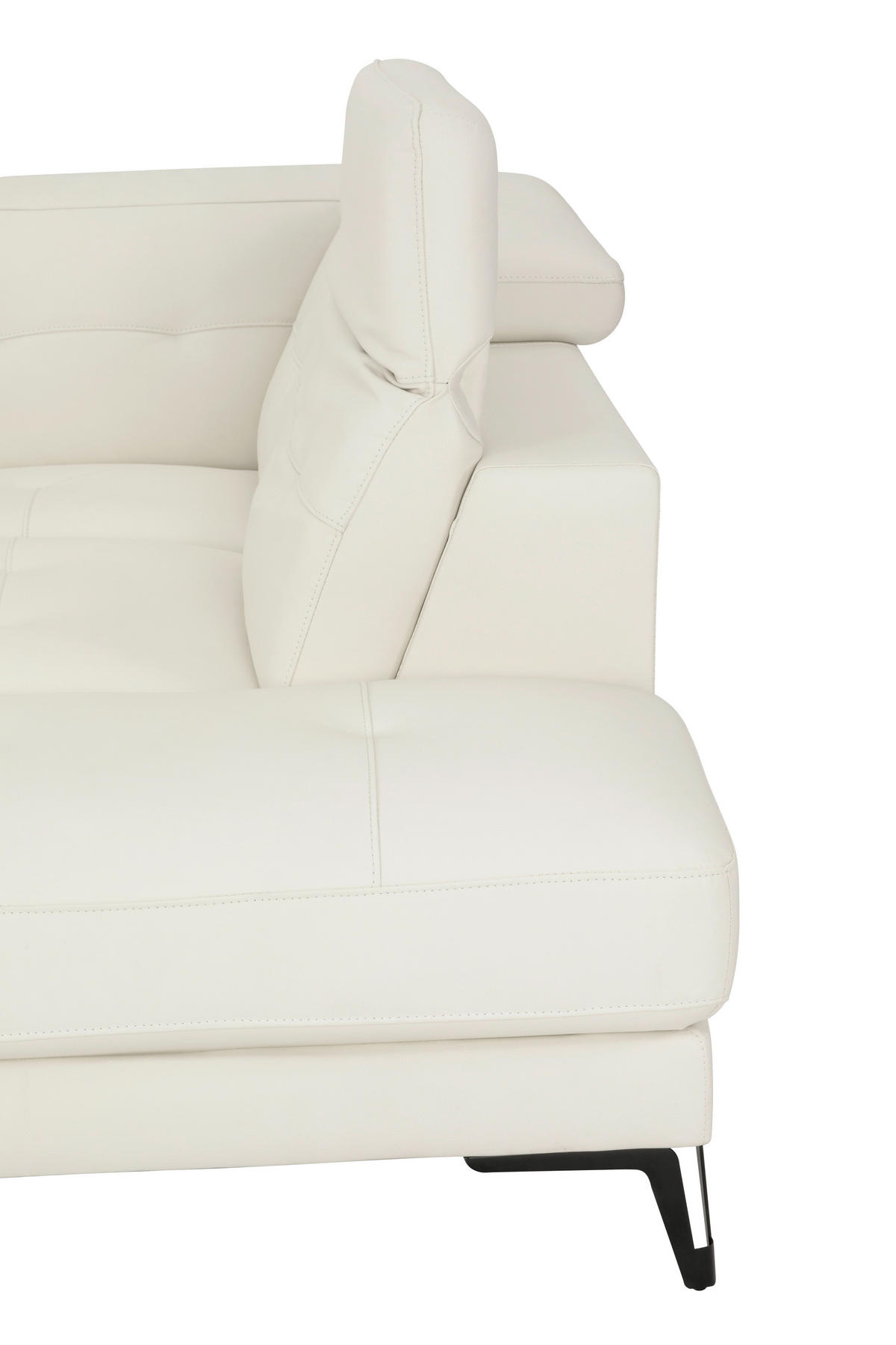 ECKSOFA Weiß Echtleder  - Schwarz/Weiß, MODERN, Leder/Metall (287/224cm) - MID.YOU