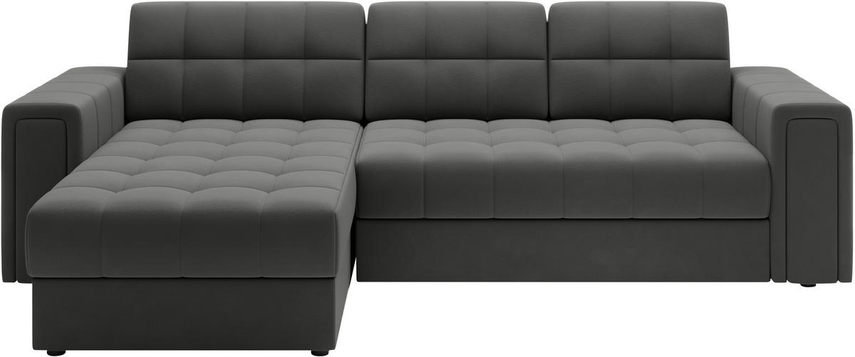 ECKSOFA Plüsch Dunkelgrau  - Dunkelgrau, Design, Kunststoff/Textil (260/150cm) - MID.YOU