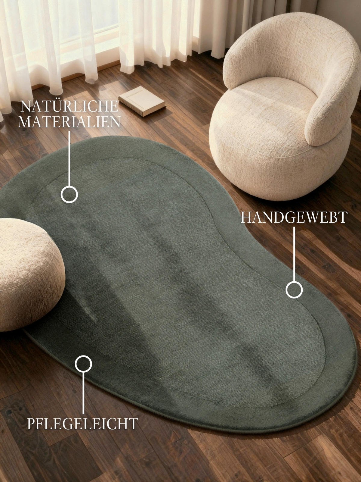 WOLLTEPPICH 125/200 cm 1812 Dunkelgrün organisch  - Dunkelgrün, Basics, Textil (125/200cm) - Villeroy & Boch
