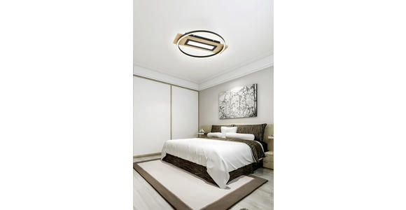 LED-DECKENLEUCHTE 45/50/7,5 cm - Schwarz/Naturfarben, Trend, Holz/Kunststoff (45/50/7,5cm) - Novel