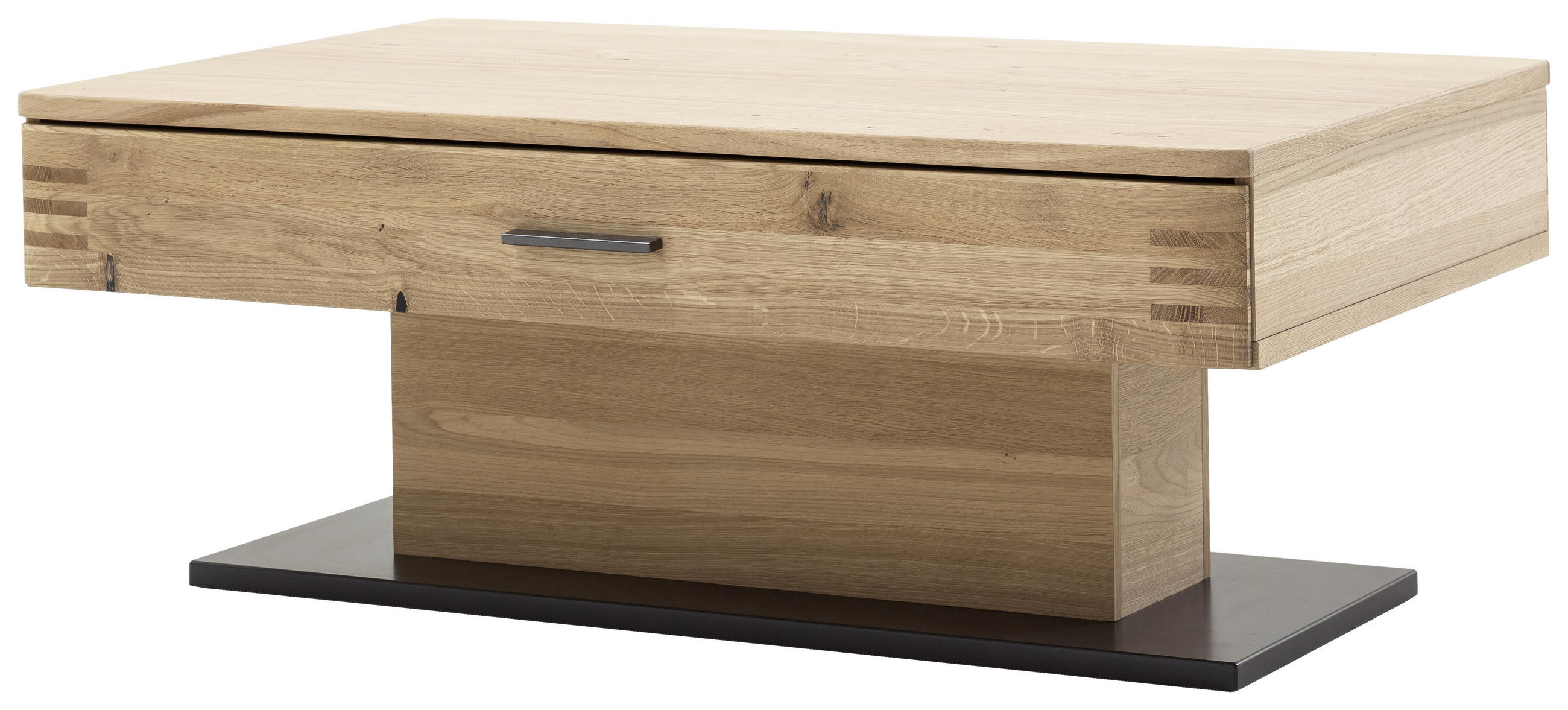 COUCHTISCH Balkeneiche furniert, massiv rechteckig Anthrazit, Eichefarben - Eichefarben/Anthrazit, Design, Holz/Metall (115/70/45cm) - Livetastic
