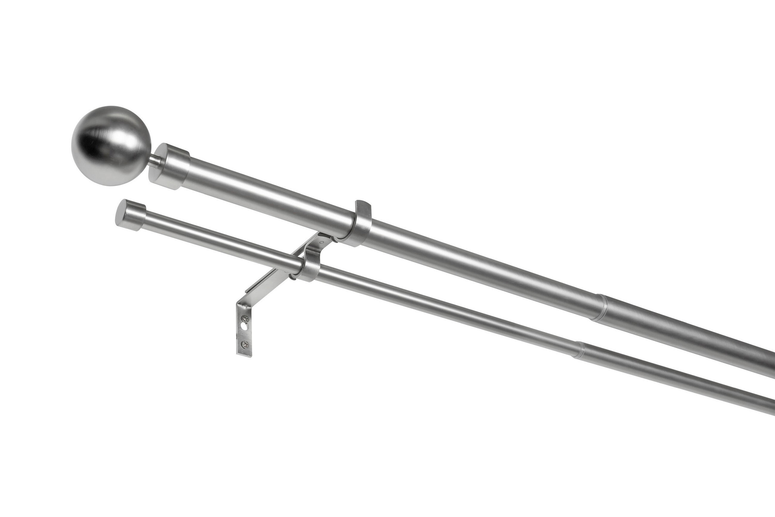 VORHANGSTANGENSET  190 cm  - Grau Hochglanz, Basics, Metall (190cm)