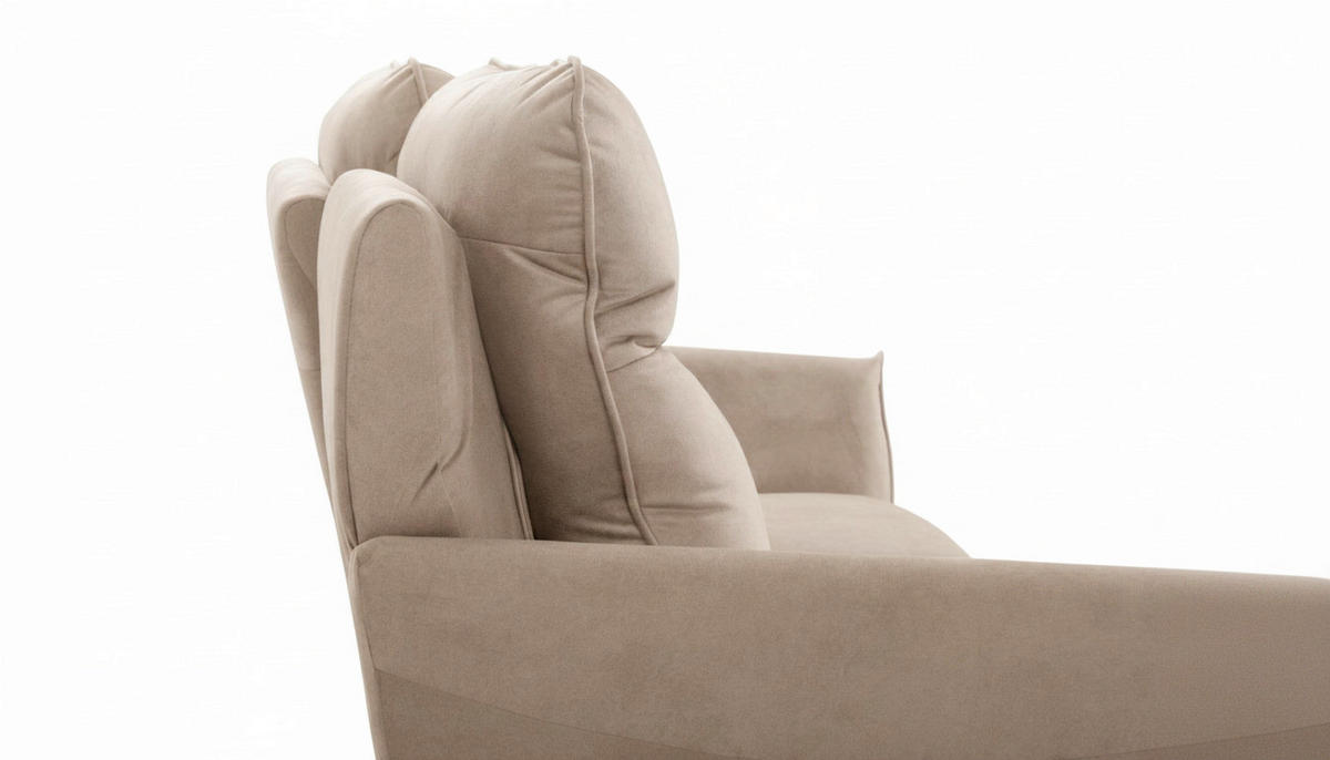3-SITZER-SOFA  in Mikrofaser Beige Skandinavisch, Modern  - Beige/Buchefarben, Design, Holz/Textil (202/110/92cm) - Livetastic