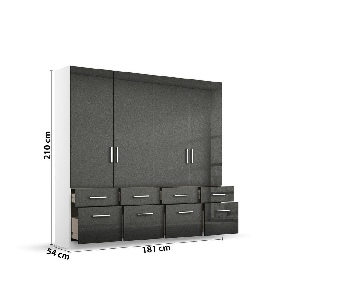DREHTÜRENSCHRANK 4-türig  - Chromfarben/Weiß, MODERN, Holzwerkstoff/Kunststoff (181/210/54cm) - Rauch Möbel