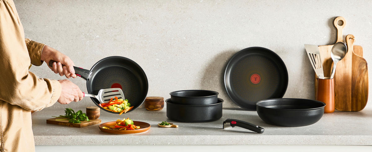 SET LONACA ZA KUHANJE 8/1  Excellence plus Ingenio  - crna, Basics, metal - Tefal