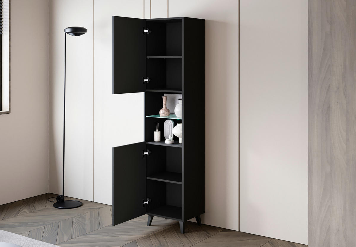 VITRINE  in Schwarz  - Schwarz, Design, Glas/Holzwerkstoff (40/170/31,5cm) - P & B