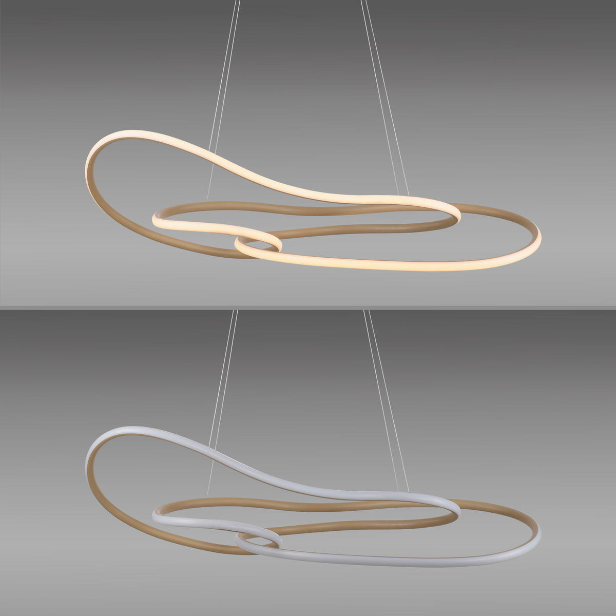 VISEČA LED-SVETILKA  TWIST 64 W//2700 K/230 V/ - peščene barve, Design, kovina/umetna masa (122/40/120cm)