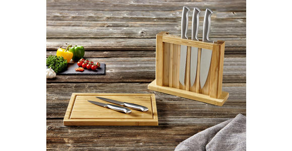MESSERBLOCK 7-teilig - Silberfarben/Naturfarben, Basics, Holz/Metall - Homeware Profession.