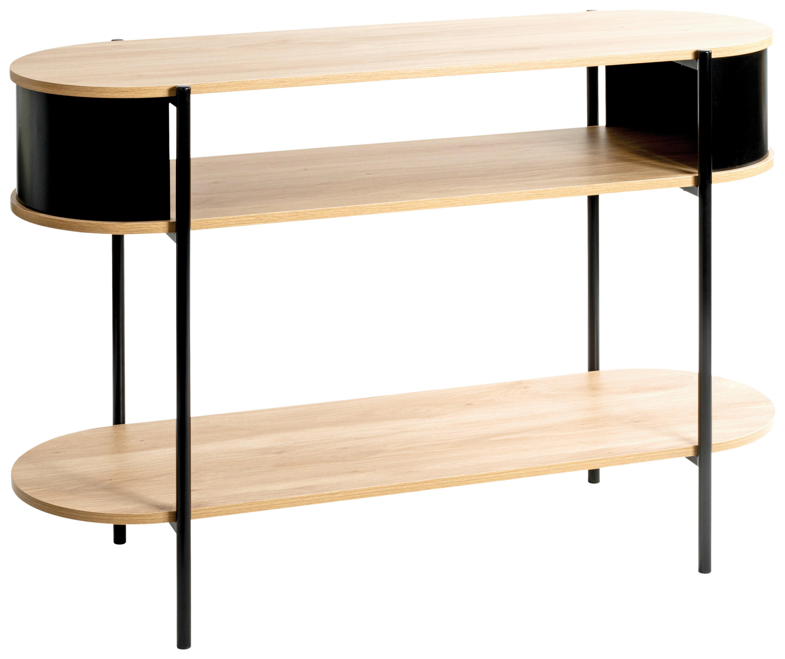 KONSOLENTISCH Schwarz, Eichefarben  - Eichefarben/Schwarz, Trend, Holzwerkstoff/Metall (110/39/76cm)