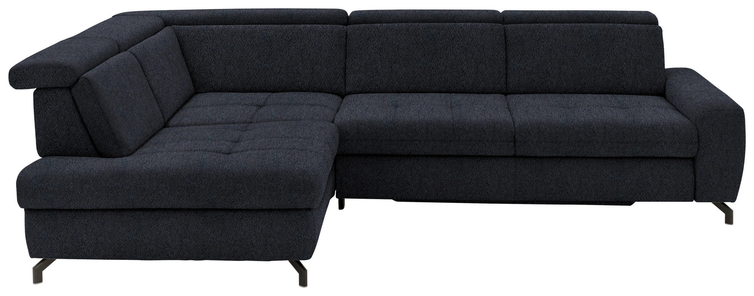 ECKSOFA Schwarz Chenille  - Schwarz, Design, Textil/Metall (220/310cm) - Beldomo Style