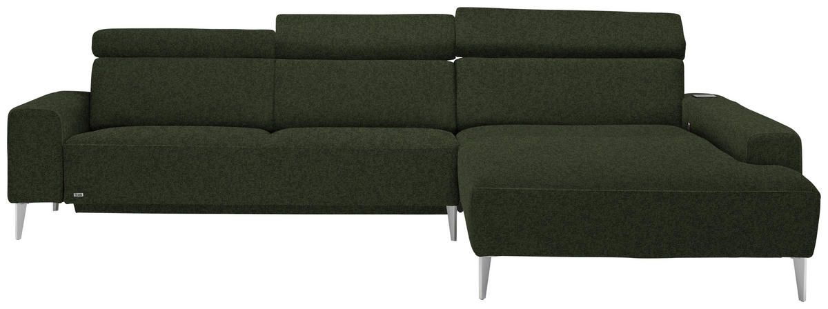 ECKSOFA  in Webstoff Grün  308/205 cm  - Alufarben/Grün, Design, Textil (308/205cm) - Sedda