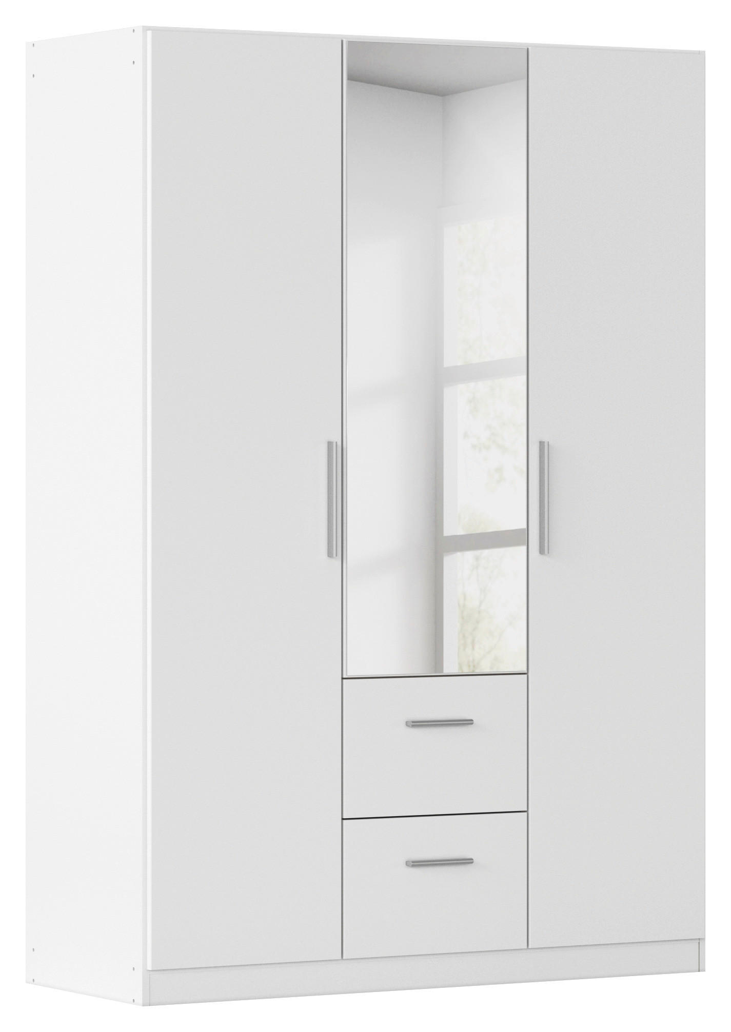 DREHTÜRENSCHRANK 135/197/54 cm,  in Weiß, 3-türig  - Alufarben/Weiß, KONVENTIONELL, Glas/Holzwerkstoff (135/197/54cm) - home24