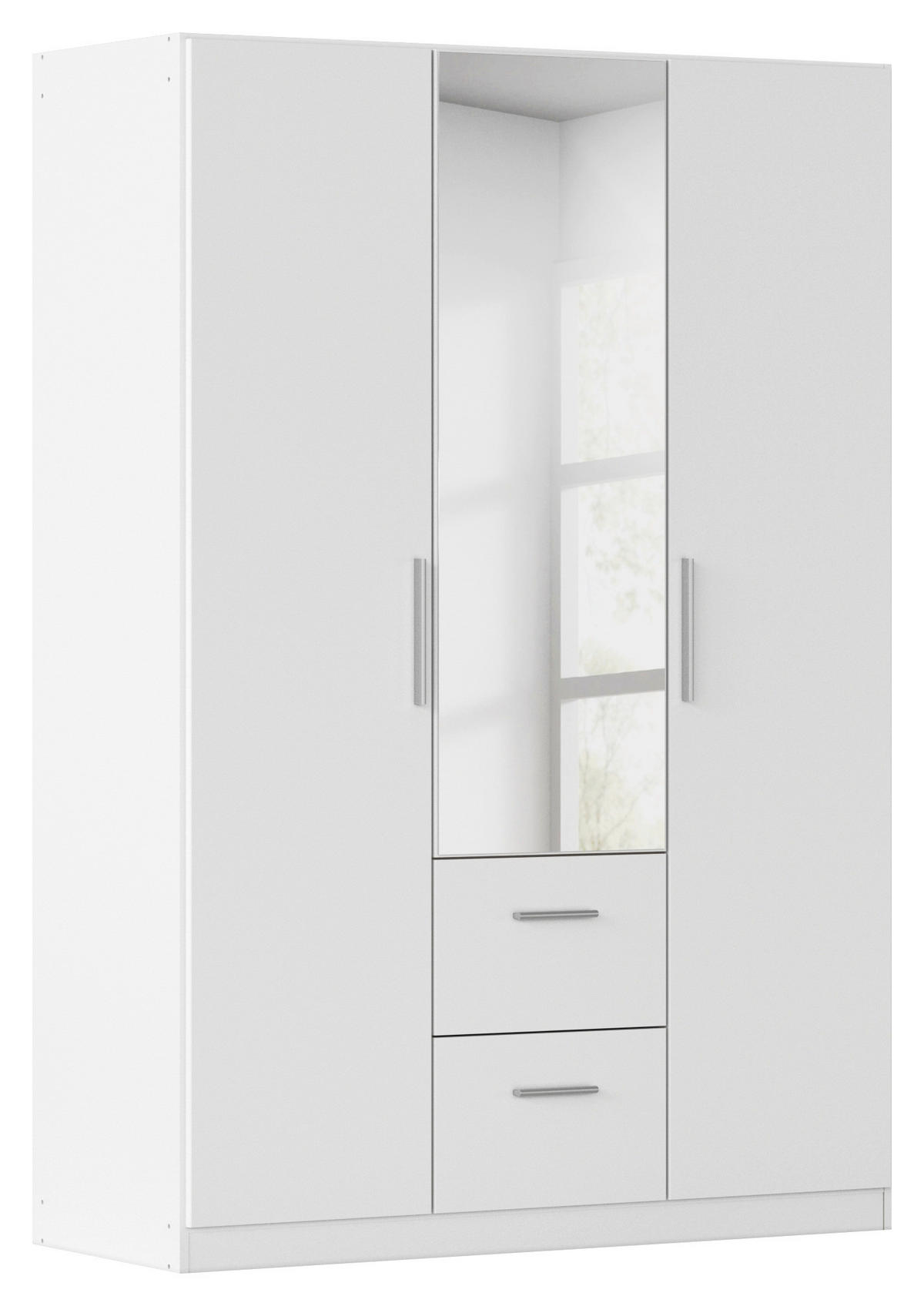 DREHTÜRENSCHRANK 135/197/54 cm,  in Weiß, 3-türig  - Alufarben/Weiß, KONVENTIONELL, Glas/Holzwerkstoff (135/197/54cm) - home24