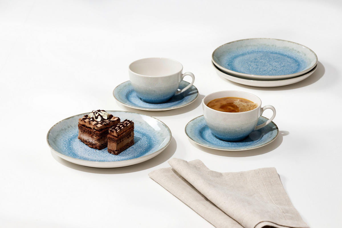KAFFEESERVICE Blau, Creme Oslo 18-teilig  - Blau/Creme, KONVENTIONELL, Keramik (29/21,5/24cm) - Ritzenhoff Breker