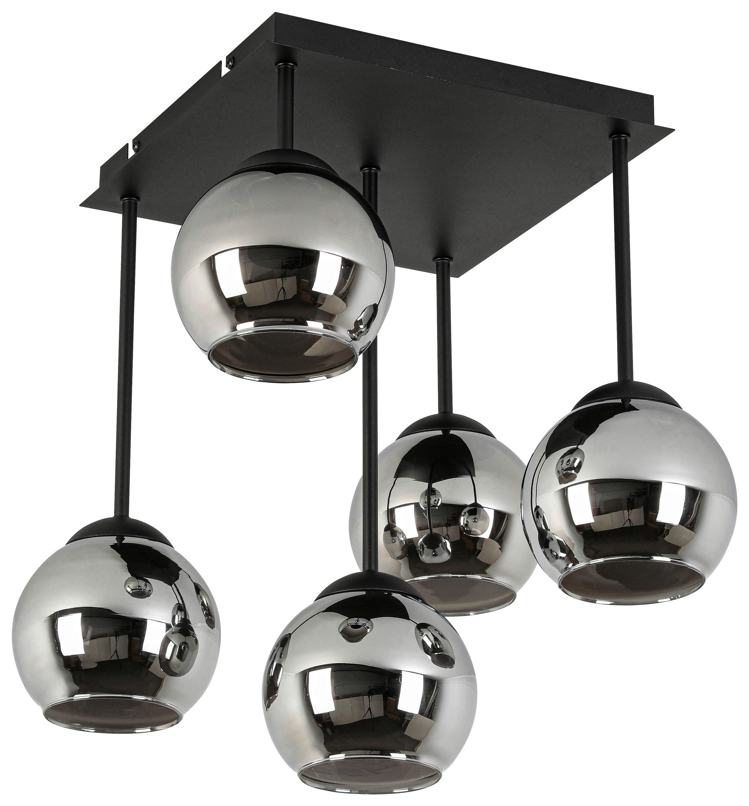 DECKENLEUCHTE 36/36/42,3 cm - Chromfarben/Schwarz, Trend, Glas/Kunststoff (36/36/42,3cm) - Novel