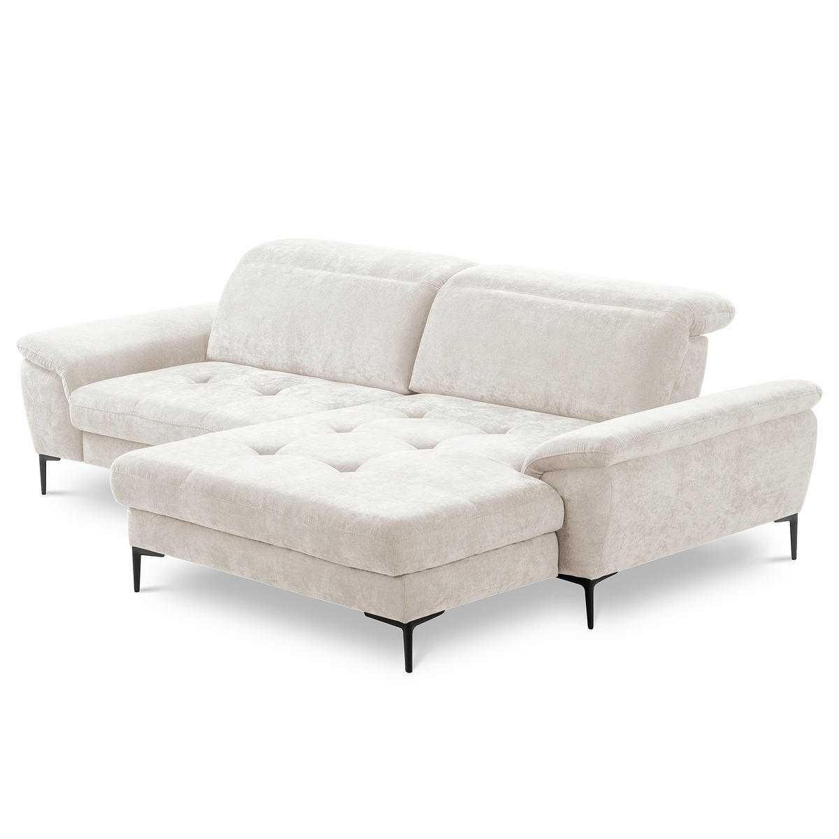 ECKSOFA  Webstoff Sandfarben  - Sandfarben/Schwarz, Design, Textil/Metall (268/195cm) - Livetastic