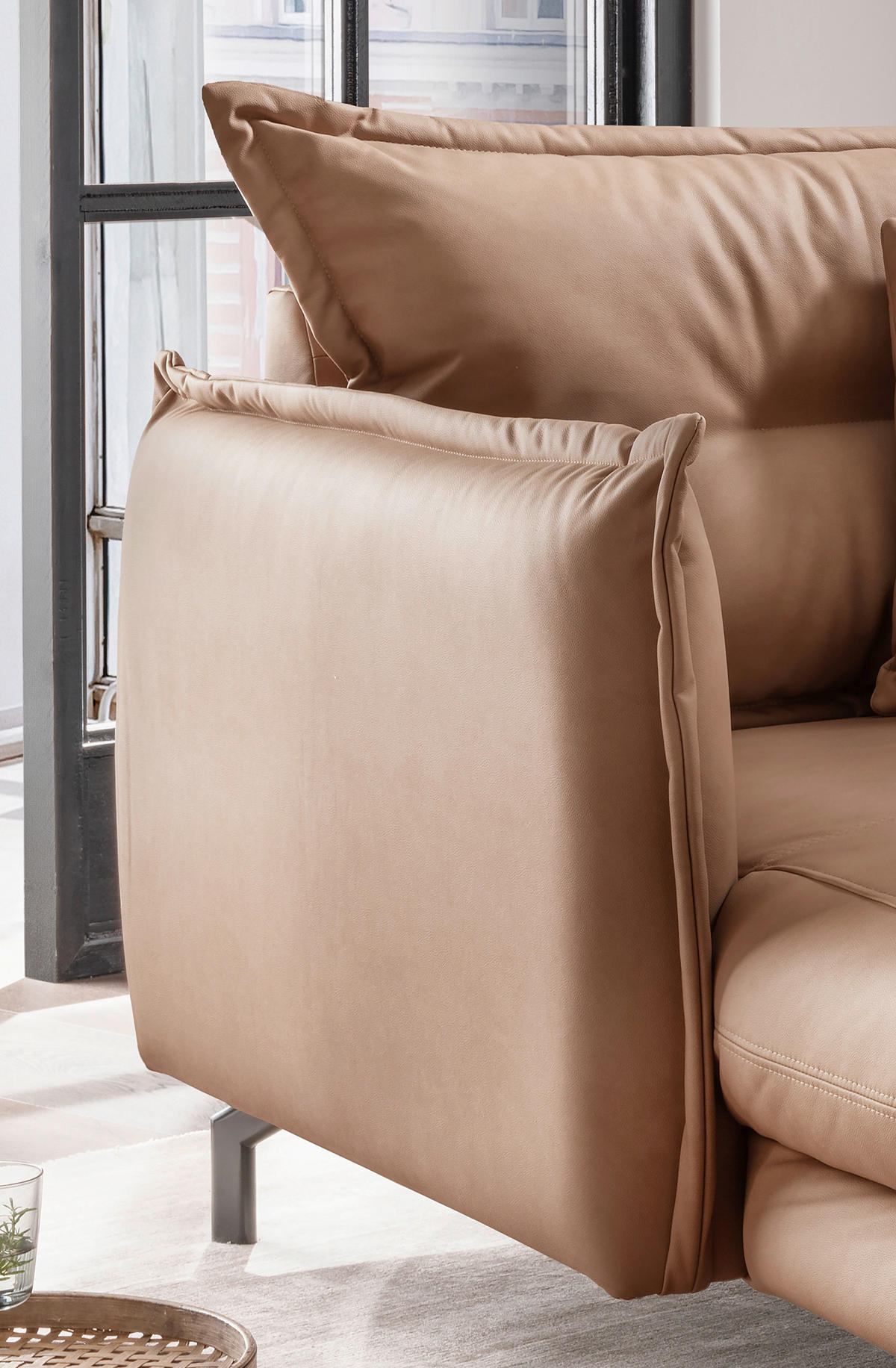 XXL-SESSEL in Lederlook Taupe  - Taupe/Schwarz, Modern, Textil/Metall (111/101/167cm) - Livetastic