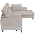 ECKSOFA Beige Chenille Zierkissen, Bettkasten, Schlaffunktion, Rücken echt, Kopfteilverstellung, Liegefläche im Originalstoff  - Beige/Schwarz, KONVENTIONELL, Textil/Metall (266/185cm) - Carryhome