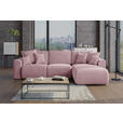 ECKSOFA Rosa Velours  - Chromfarben/Rosa, KONVENTIONELL, Kunststoff/Textil (293/195cm) - Carryhome