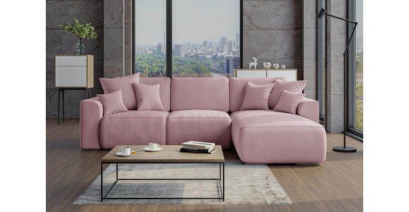 ECKSOFA in Velours Rosa  - Chromfarben/Rosa, KONVENTIONELL, Kunststoff/Textil (293/195cm) - Carryhome