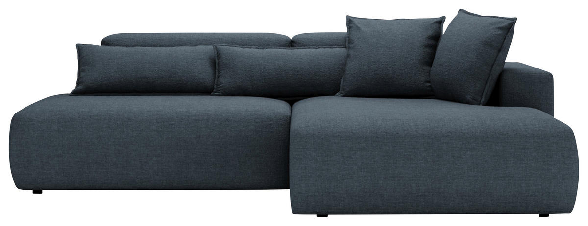 ECKSOFA ARTE Dunkelblau Chenille  - Schwarz/Dunkelblau, Design, Kunststoff/Textil (284/160cm) - Livetastic