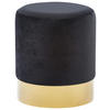 HOCKER Samt Schwarz, Goldfarben  - Goldfarben/Schwarz, Trend, Textil/Metall (35/42/35cm) - Xora