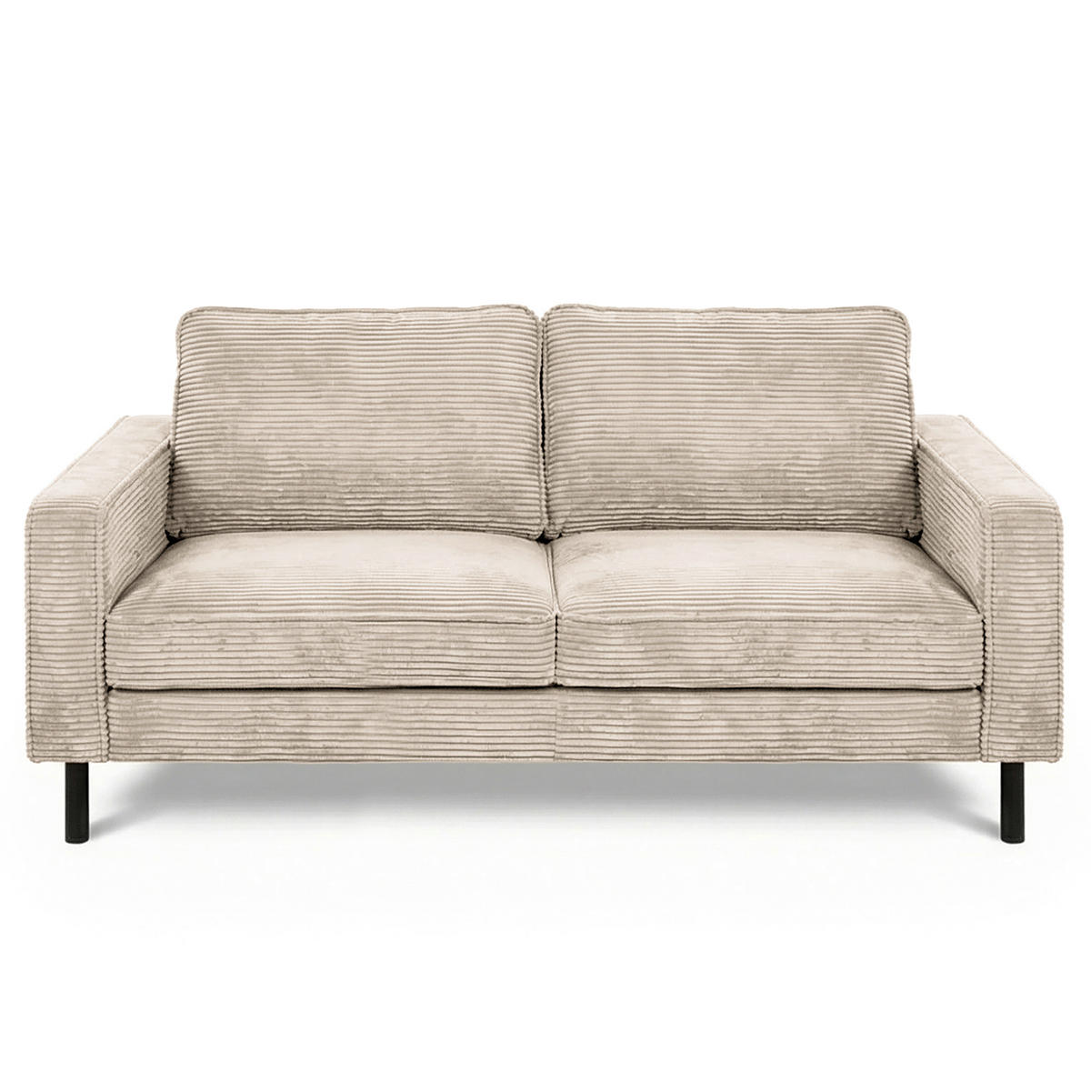 2,5-SITZER  in Cord Hellgrau Modern  - Hellgrau/Schwarz, Design, Textil/Metall (168/85/92cm) - Livetastic