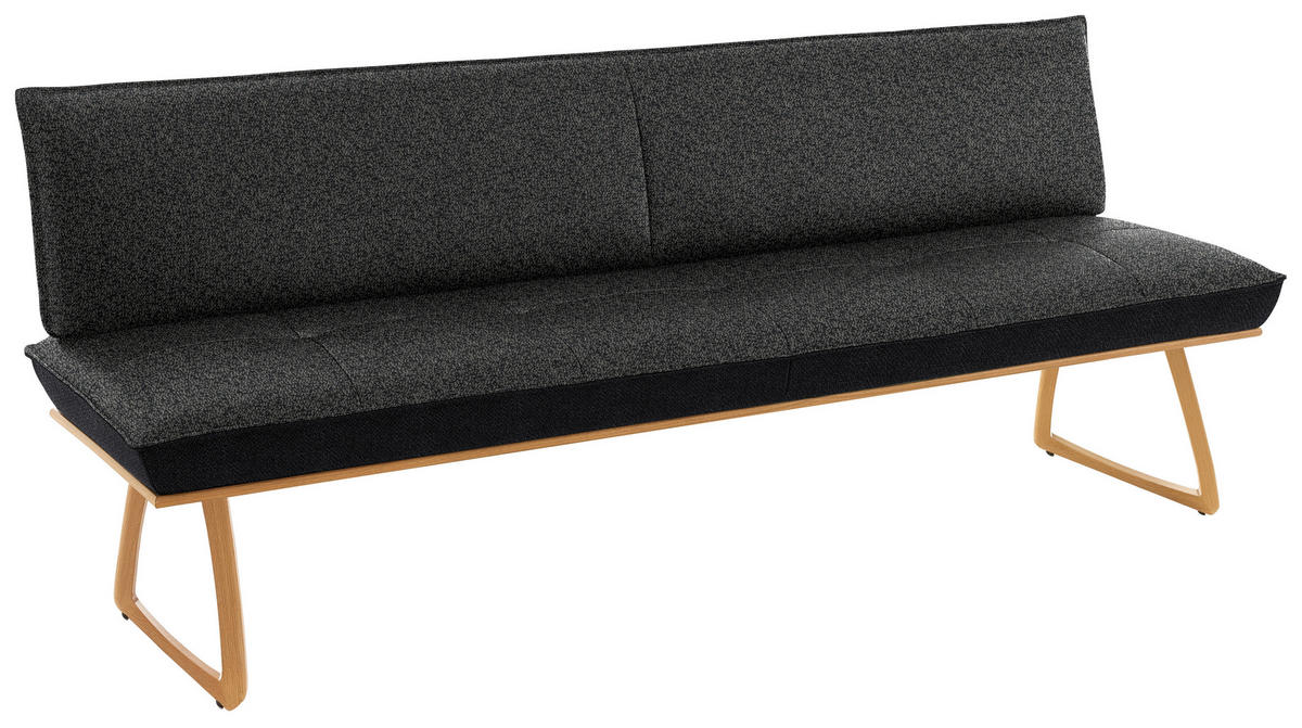 SITZBANK in Holz, Textil Anthrazit, Schwarz, Wildeiche  - Wildeiche/Eichefarben, Design, Holz/Textil (194/88/66cm) - Koinor