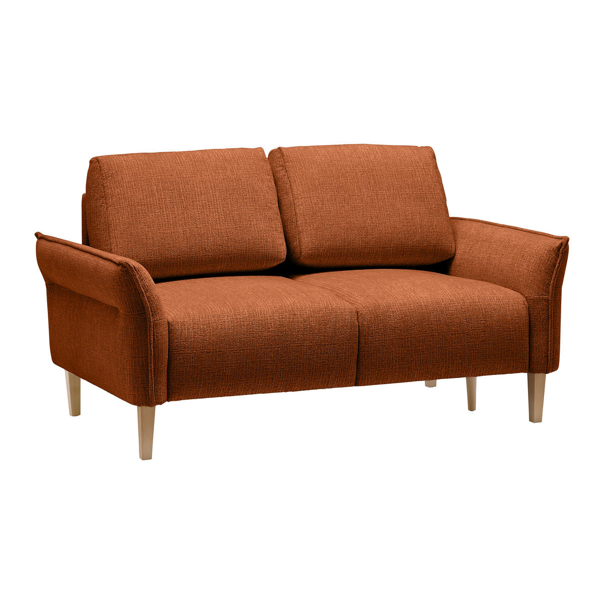 2-SITZER-SOFA in Webstoff Terracotta  - Eichefarben/Terracotta, Modern, Holz/Textil (150/85/92cm) - MID.YOU