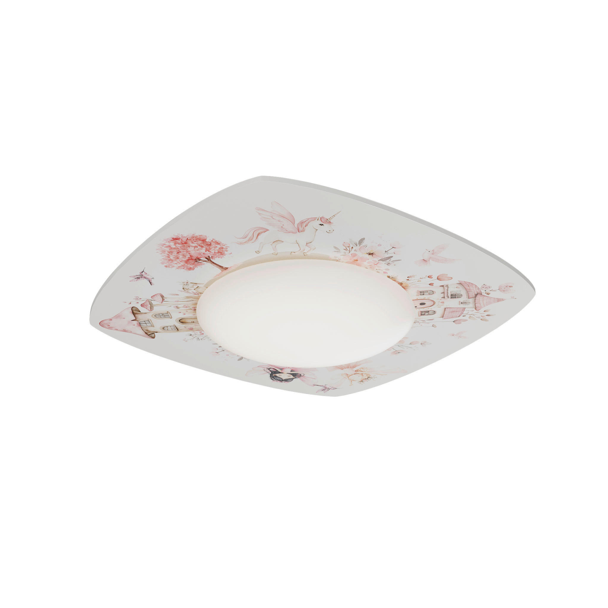 XXXLutz Led-Kinderdeckenleuchte Feenwelt Weiß 58x58x12 cm