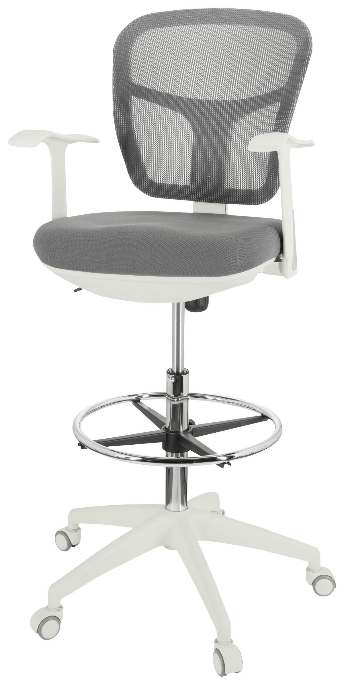 OTOČNÁ ŽIDLE, síťovina, plochá tkanina, šedá, bílá - šedá/bílá, Basics, textil/plast (68/115/55cm) - MID.YOU