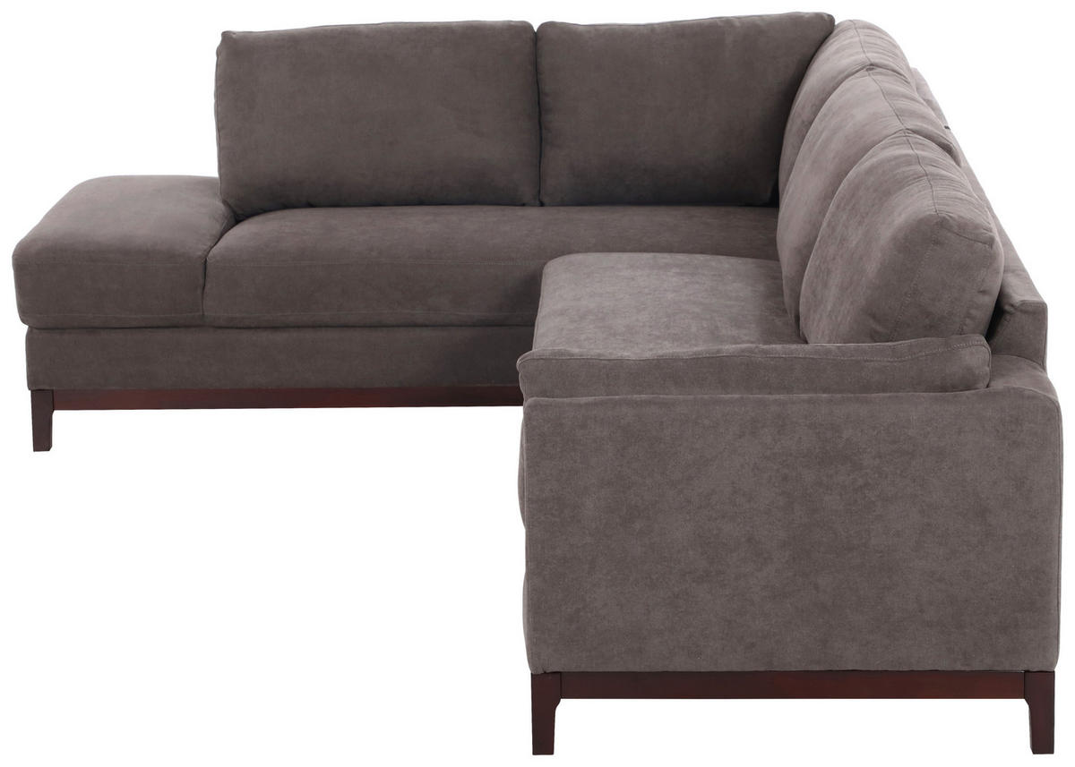 ECKSOFA Grau Webstoff  - Braun/Grau, Basics, Holz/Textil (210/278cm) - MID.YOU