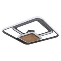 LED MENNYEZETI LÁMPA - grafitszürke/sötétbarna, Design, műanyag/fa (50/50/8cm) - Globo