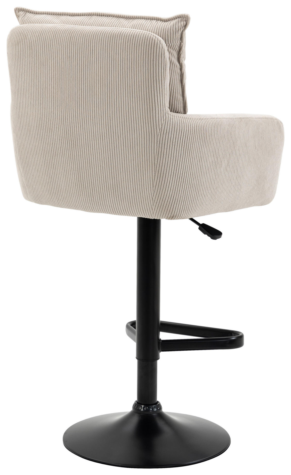 BARHOCKER Cord Schwarz, Beige Eisen Stoffauswahl, Sitzfläche 360° drehbar, inklusive Armlehnen  - Beige/Schwarz, Design, Textil/Metall (54/98-120/58cm) - Novel