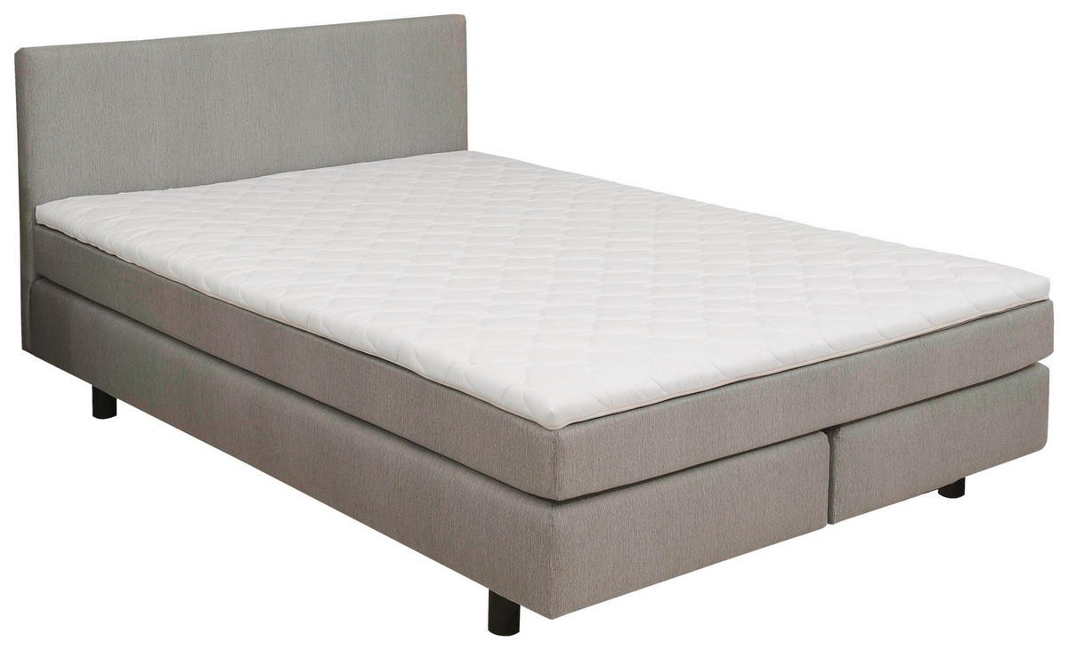 BOXSPRINGBETT 140/200 cm,  in Grau, Topper, Matratze, H2 = mittel  - Schwarz/Grau, KONVENTIONELL, Holzwerkstoff/Kunststoff (140/200cm) - Livetastic
