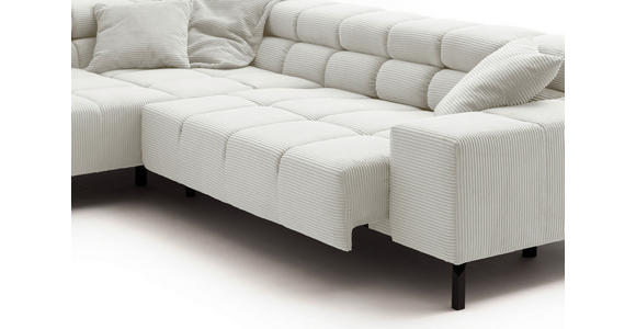 ECKSOFA inkl. Sitzvorzug Weiß Cord  - Schwarz/Weiß, Design, Textil/Metall (216/321cm) - Hom`in