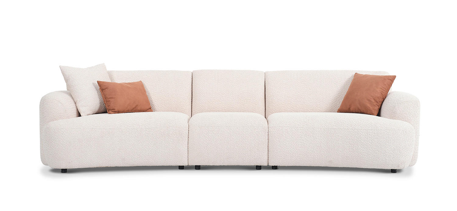 VIERSITZER-SOFA Bouclé Creme  - Creme/Schwarz, Design, Kunststoff/Textil (300/77/108cm) - Livetastic