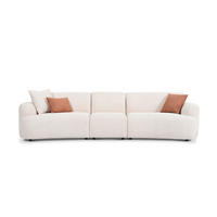 VIERSITZER-SOFA Bouclé Creme  - Creme/Schwarz, Design, Kunststoff/Textil (300/77/108cm) - Livetastic