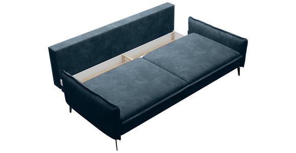 SCHLAFSOFA  mit Liegefunktion, Rücken echt Chenille Blau  - Blau/Schwarz, KONVENTIONELL, Textil/Metall (223/89/107cm) - Carryhome