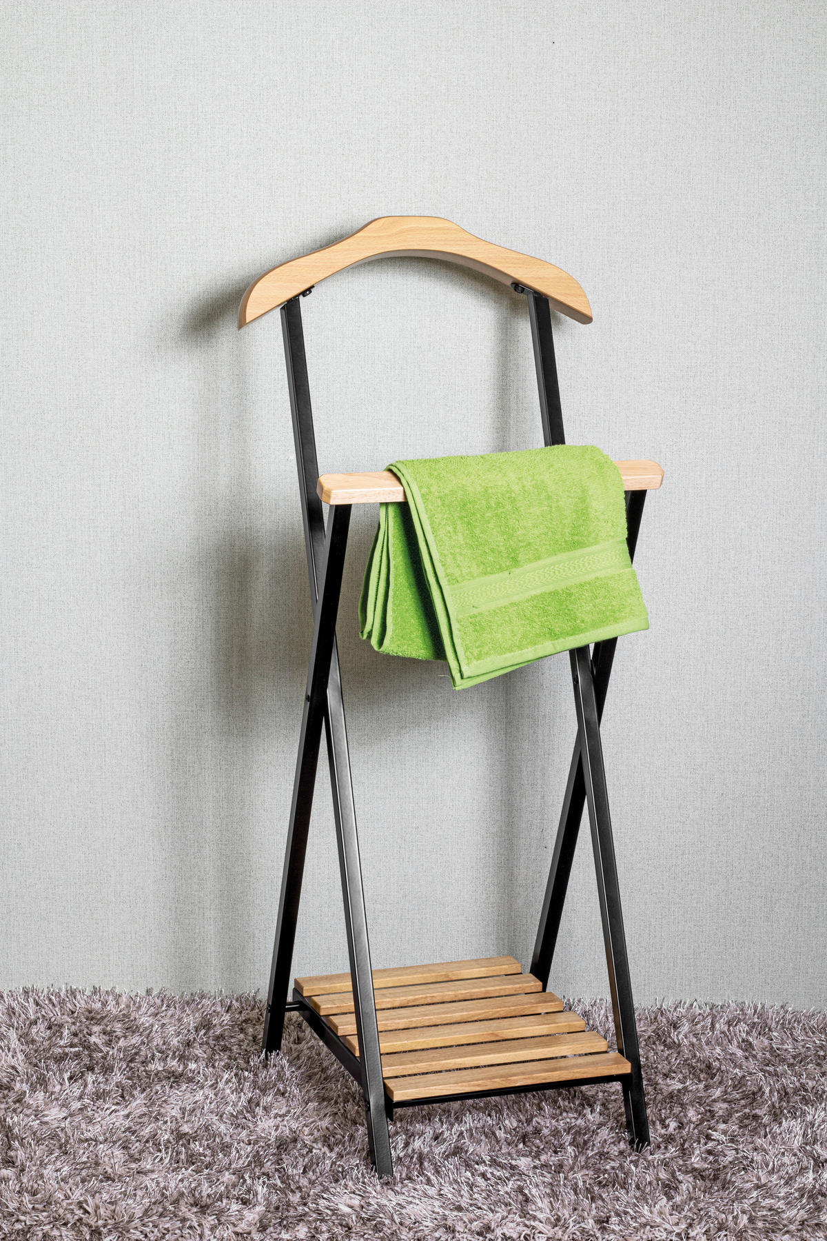 NĚMÝ SLUHA - černá/přírodní barvy, Basics, kov/dřevo (45/110/30cm)