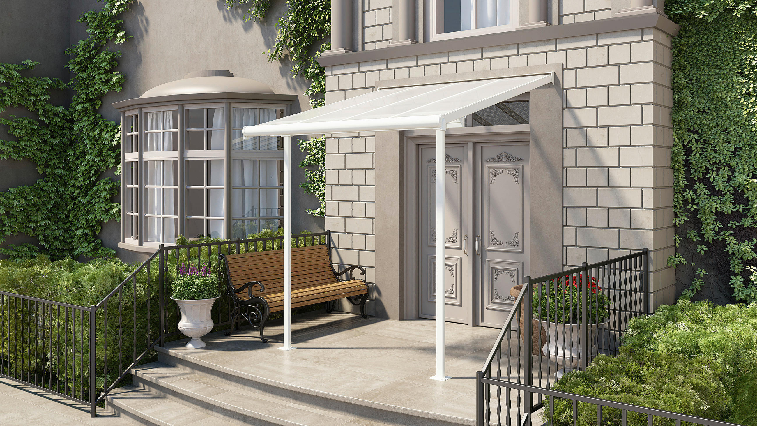 TERRASSENÜBERDACHUNG 230/257/230 cm   - Weiß, Basics, Metall (230/257/230cm)