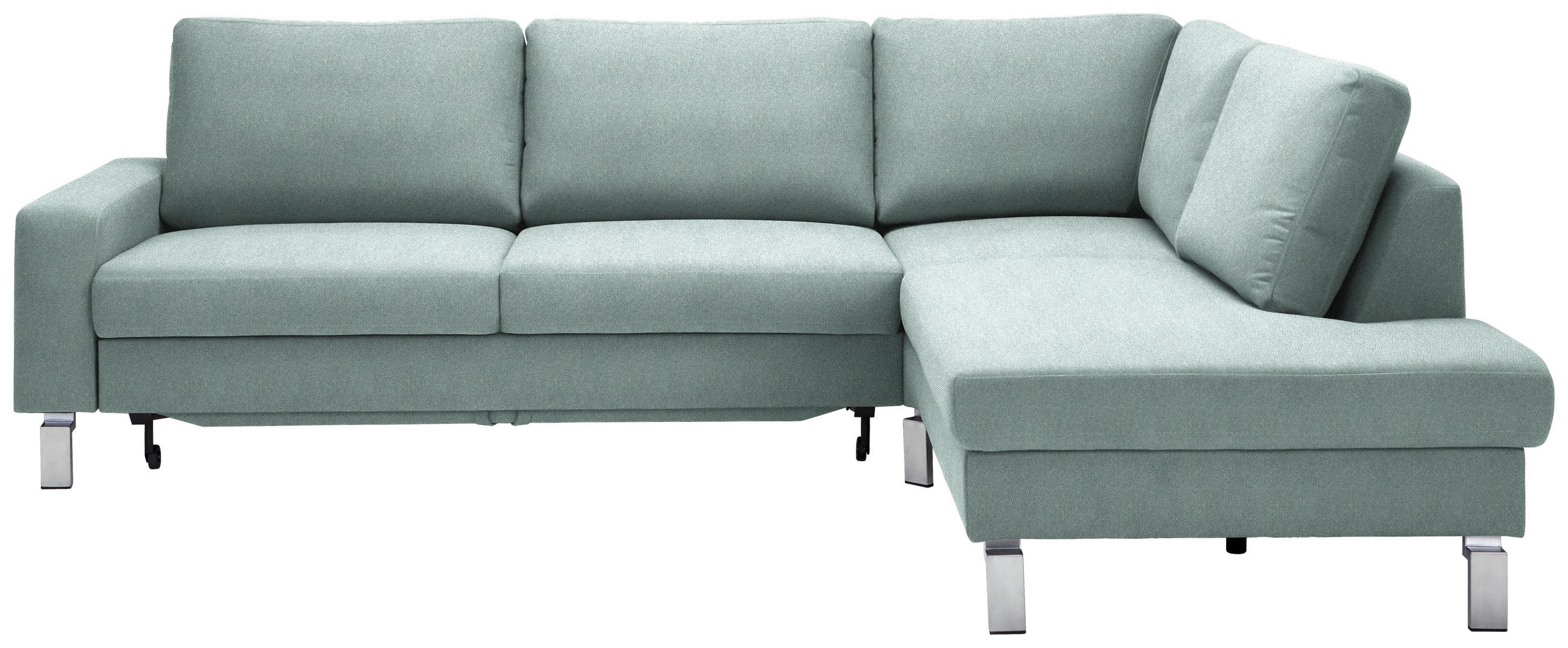 ECKSOFA in Flachgewebe Blaugrau  - Chromfarben/Blaugrau, Design, Textil/Metall (276/200cm) - Hom`in