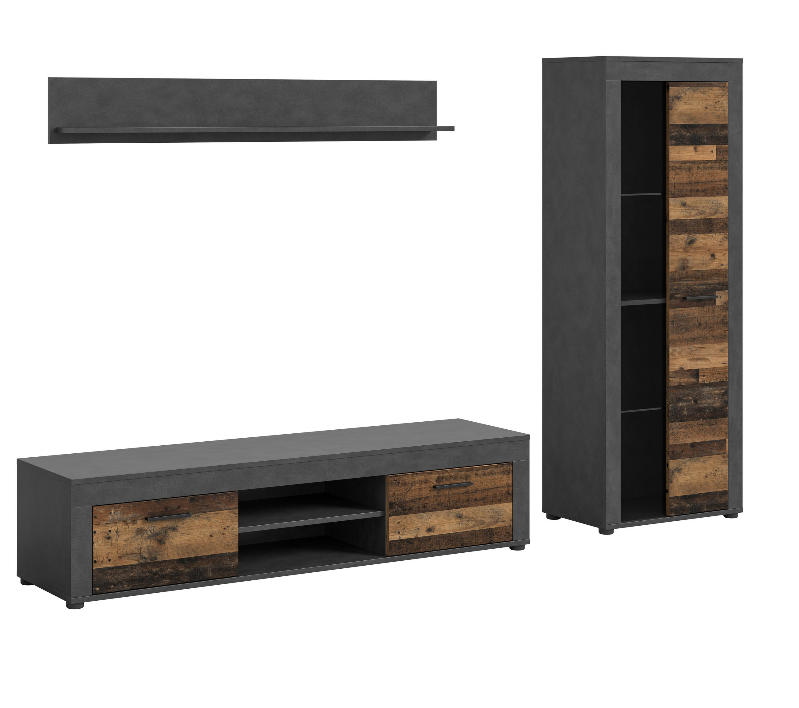 OBÝVACÍ STĚNA, šedá, přírodní barvy - šedá/černá, Design, kompozitní dřevo/plast (159/235/35cm) - MID.YOU