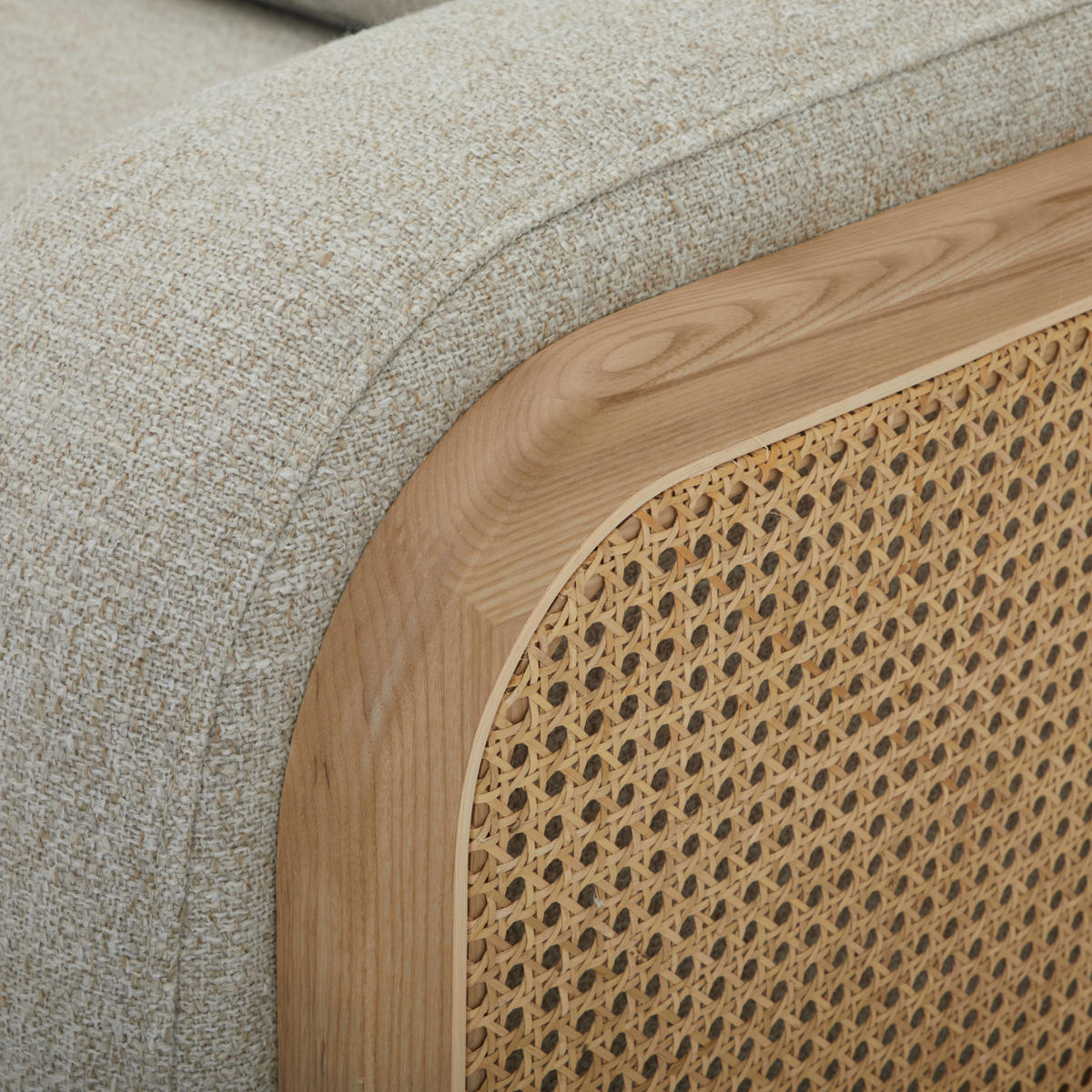 ECKSOFA WIENER GEFLECHT Beige, Creme Flachgewebe  - Beige/Creme, LIFESTYLE, Holz/Kunststoff (294/294cm) - Livetastic